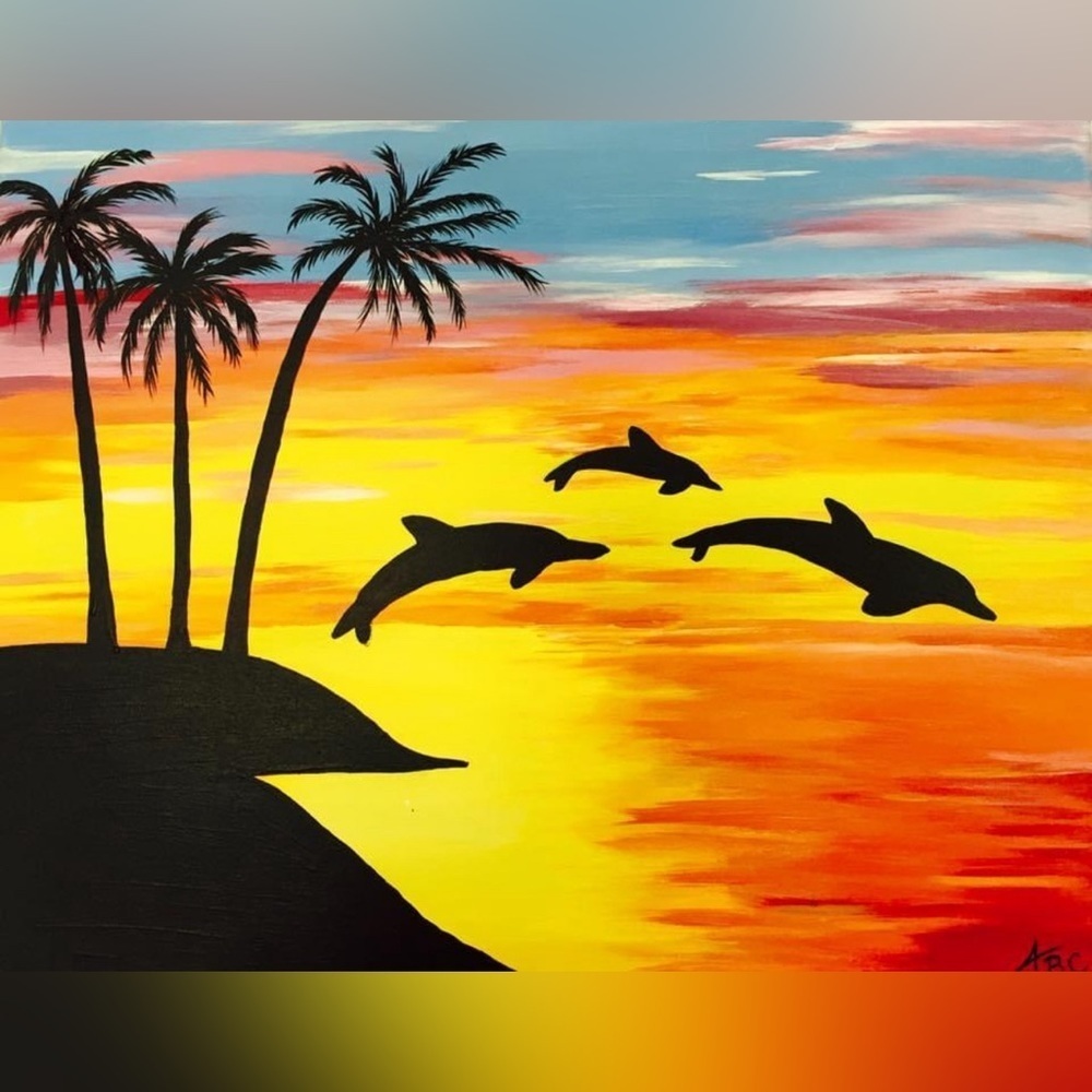 🐬 Dolphin 🐬 Painting ON CANVAS - HANDMADE by ME 🎨